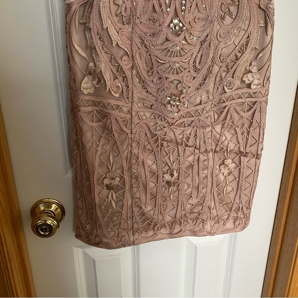 Sue Wong Nocturne Blush Pink Beaded Lace Dress Size 2 - Picture 4 of 12
